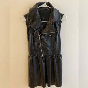Faux leather moto dress punk goth rockabilly sz med baddie